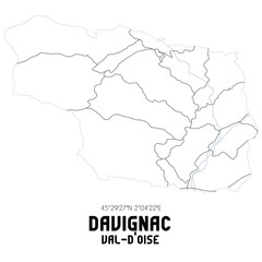 DAVIGNAC Val-d'Oise. Minimalistic street map with black and white lines.