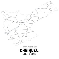 CANIHUEL Val-d'Oise. Minimalistic street map with black and white lines.