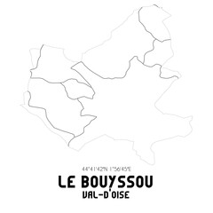 LE BOUYSSOU Val-d'Oise. Minimalistic street map with black and white lines.