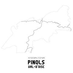 PINOLS Val-d'Oise. Minimalistic street map with black and white lines.