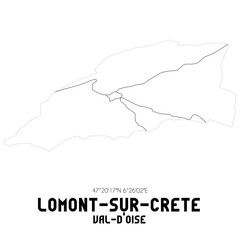 LOMONT-SUR-CRETE Val-d'Oise. Minimalistic street map with black and white lines.