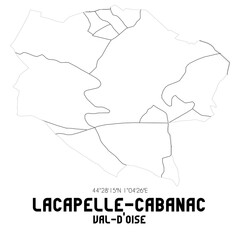 LACAPELLE-CABANAC Val-d'Oise. Minimalistic street map with black and white lines.