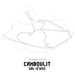 CAMBOULIT Val-d'Oise. Minimalistic street map with black and white lines.