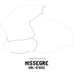 MISSEGRE Val-d'Oise. Minimalistic street map with black and white lines.