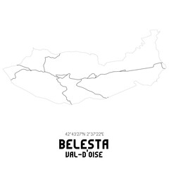 BELESTA Val-d'Oise. Minimalistic street map with black and white lines.