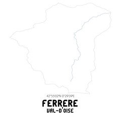 FERRERE Val-d'Oise. Minimalistic street map with black and white lines.
