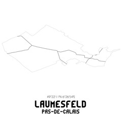 LAUMESFELD Pas-de-Calais. Minimalistic street map with black and white lines.