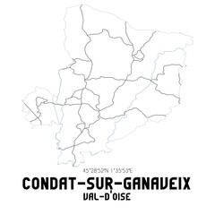 CONDAT-SUR-GANAVEIX Val-d'Oise. Minimalistic street map with black and white lines.
