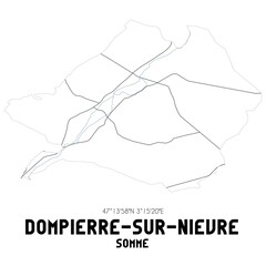 DOMPIERRE-SUR-NIEVRE Somme. Minimalistic street map with black and white lines.
