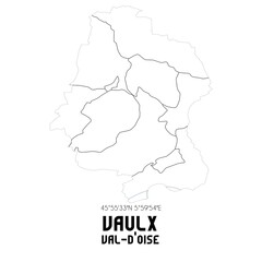 VAULX Val-d'Oise. Minimalistic street map with black and white lines.