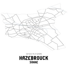 HAZEBROUCK Somme. Minimalistic street map with black and white lines.