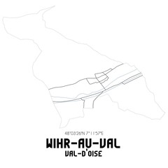 WIHR-AU-VAL Val-d'Oise. Minimalistic street map with black and white lines.