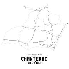 CHANTERAC Val-d'Oise. Minimalistic street map with black and white lines.