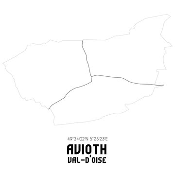 AVIOTH Val-d'Oise. Minimalistic street map with black and white lines.