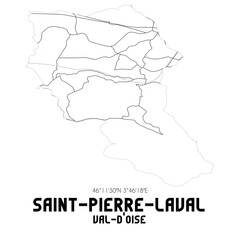 SAINT-PIERRE-LAVAL Val-d'Oise. Minimalistic street map with black and white lines.