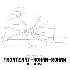 FRONTENAY-ROHAN-ROHAN Val-d'Oise. Minimalistic street map with black and white lines.