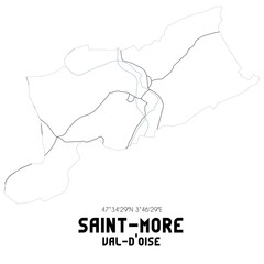 SAINT-MORE Val-d'Oise. Minimalistic street map with black and white lines.