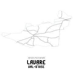 LAVARE Val-d'Oise. Minimalistic street map with black and white lines.