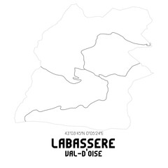 LABASSERE Val-d'Oise. Minimalistic street map with black and white lines.