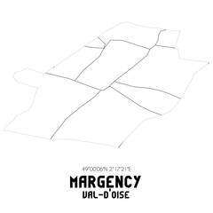 MARGENCY Val-d'Oise. Minimalistic street map with black and white lines.