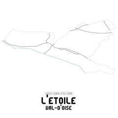 L'ETOILE Val-d'Oise. Minimalistic street map with black and white lines.