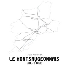 LE MONTSAUGEONNAIS Val-d'Oise. Minimalistic street map with black and white lines.