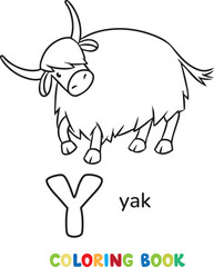 Yak. Animals ABC coloring book for kids