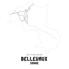BELLEVAUX Somme. Minimalistic street map with black and white lines.
