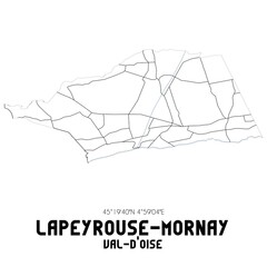 LAPEYROUSE-MORNAY Val-d'Oise. Minimalistic street map with black and white lines.