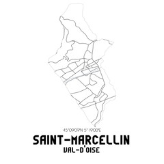 SAINT-MARCELLIN Val-d'Oise. Minimalistic street map with black and white lines.