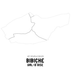 BIBICHE Val-d'Oise. Minimalistic street map with black and white lines.