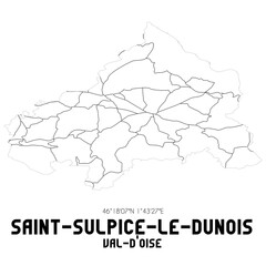 SAINT-SULPICE-LE-DUNOIS Val-d'Oise. Minimalistic street map with black and white lines.