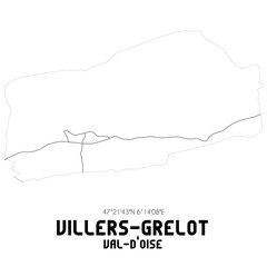 VILLERS-GRELOT Val-d'Oise. Minimalistic street map with black and white lines.