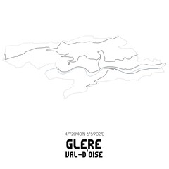 GLERE Val-d'Oise. Minimalistic street map with black and white lines.