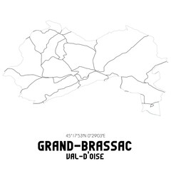 GRAND-BRASSAC Val-d'Oise. Minimalistic street map with black and white lines.
