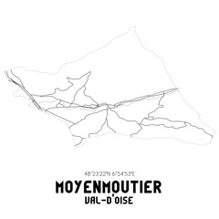 MOYENMOUTIER Val-d'Oise. Minimalistic street map with black and white lines.