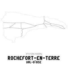 ROCHEFORT-EN-TERRE Val-d'Oise. Minimalistic street map with black and white lines.