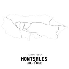 MONTSALES Val-d'Oise. Minimalistic street map with black and white lines.
