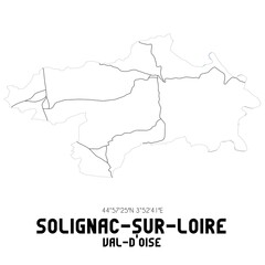 SOLIGNAC-SUR-LOIRE Val-d'Oise. Minimalistic street map with black and white lines.