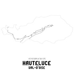 HAUTELUCE Val-d'Oise. Minimalistic street map with black and white lines.