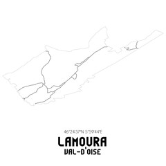 LAMOURA Val-d'Oise. Minimalistic street map with black and white lines.