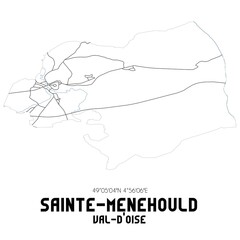 SAINTE-MENEHOULD Val-d'Oise. Minimalistic street map with black and white lines.