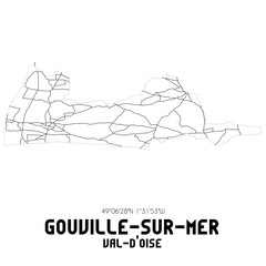 GOUVILLE-SUR-MER Val-d'Oise. Minimalistic street map with black and white lines.