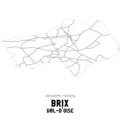 BRIX Val-d'Oise. Minimalistic street map with black and white lines.