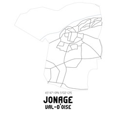 JONAGE Val-d'Oise. Minimalistic street map with black and white lines.