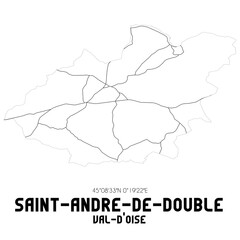 SAINT-ANDRE-DE-DOUBLE Val-d'Oise. Minimalistic street map with black and white lines.