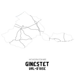 GINESTET Val-d'Oise. Minimalistic street map with black and white lines.