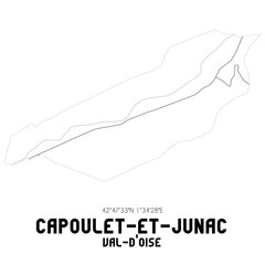 CAPOULET-ET-JUNAC Val-d'Oise. Minimalistic street map with black and white lines.