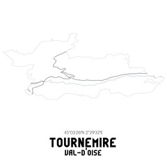 TOURNEMIRE Val-d'Oise. Minimalistic street map with black and white lines.