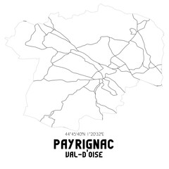 PAYRIGNAC Val-d'Oise. Minimalistic street map with black and white lines.